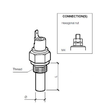 Picture of 232-011-005-015D - Temperature Switch - Switchpoint 130°C ± 10°C - M10X1.5