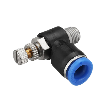 Picture of INC06-01 - Speed Controller Bi-Directional Elbow  - Flow Control Fitting - 6mm Tube To 1/8" Male Thread - Technopolymer