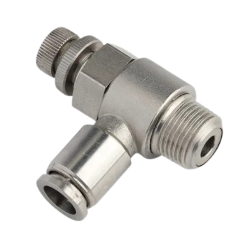 Picture of ISCT08-04 - Speed Controller Elbow with Handwheel - Flow Control Fitting - 8mm Tube To 1/2" Male Thread 