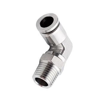 Picture of IPLT08-01 - Elbow Male - Metal Push-in Fitting - 8mm Tube To 1/8" Male Thread - Nickel Plated Brass