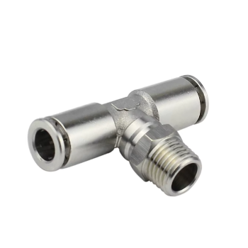 Picture of IPBT06-01 - Tee Piece Male Branch - Metal Push-in Fitting - 6mm Tube To 6mm Tube with 1/8" Male Thread Tee 