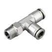 Picture of IPDT06-03 - Tee Piece Male Run - Metal Push-in Fitting - 6mm Tube  To 3/8" Male Thread with Tube Tee 