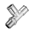 Picture of IPDT10-01 - Tee Piece Male Run - Metal Push-in Fitting - 10mm Tube  To 1/8" Male Thread with Tube Tee 