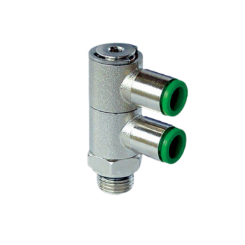 Picture of 330814 - Banjo Double - Swivel - Push-in Fittings - 8mm Tube To 1/4" Male Thread - Brass