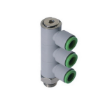 Picture of T340618 - Tripple Banjo Swivel - Tube To Male Thread - Technopolymer - 6Mm Tube To  1/8 