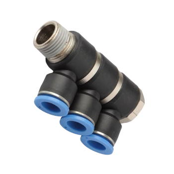Picture of IPHT06-02-3 - Banjo Tripple - Push-In Fitting - 6mm Tube To 1/4" Male Thread - Technopolymer