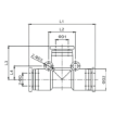 Picture of IPE14-12-14 - Tee Piece Tube - Push-In Fitting - 14mm Tube To 14mm Tube with 12mm Tube Tee - Technopolymer