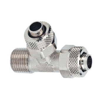 Picture of 3080618 - Tee Piece Tube - Quick Coupler - 6mm Tube To 1/8" Male Thread with Tube Tee - Brass