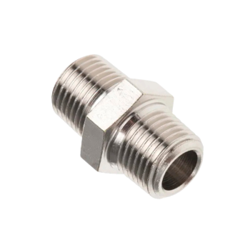 Picture of BC-02T02T - Nipple - Standard Fitting - 1/4" Male Thread To 1/4" Male Thread - Nickel Plated Brass