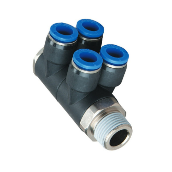 Picture of IPAT06-01-2 - Elbow Double Branch (2x2) - Push-In Fitting - 6mm Tube To 1/8" Male Thread - Technopolymer