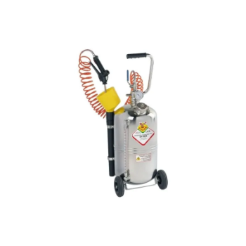 Picture of 23030 - Wheel Mounted AISI 304 Polished Stainless Steel Pressure Sprayer with 24 Litres Tank