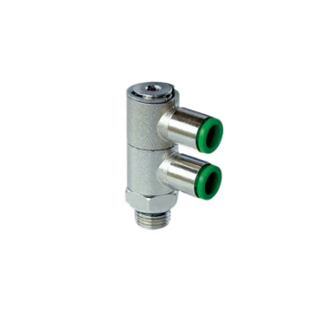 Picture of 330818 - Banjo Double - Swivel - Push-In Fitting - 8mm Tube to 1/8" Male Thread - Brass