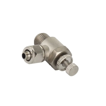 Picture of IBSC12-03 - Speed Controller Elbow  - Flow Control Fitting - 12mm Tube To 3/8  Male Thread - Nickel Plated Brass