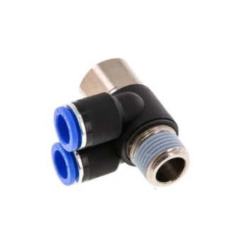 Picture of IPAF08-02 - Banjo Double Female - Push-In Fitting - 8mm Tube To 1/4  Male and Female Thread - Technopolymer