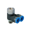 Picture of IPAF08-02 - Banjo Double Female - Push-In Fitting - 8mm Tube To 1/4  Male and Female Thread - Technopolymer