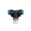 Picture of IPB04-02 - Tee Piece Male - Push-In Fitting - 4mm Tube to 4mm Tube with 1/4" Male Thread Tee - Technopolymer