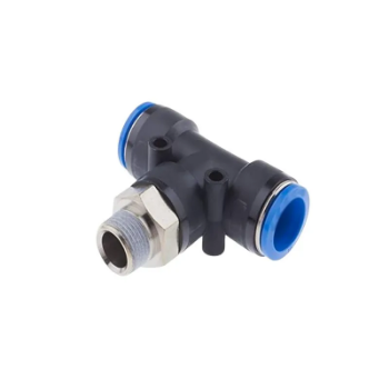 Picture of IPB06-04 - Tee Piece Male - Push-In Fitting - 6mm Tube To 6mm Tube with 1/2  Male Thread Tee - Technopolymer