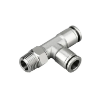Picture of IPDT12-02 - Tee Piece Male Run - Metal Push-in Fitting - 12mm Tube  To 1/4" Male Thread with Tube Tee 