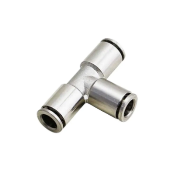Picture of IPET06 - Tee Piece Tube - Metal Push-in Fitting - 6mm Tube To 6mm Tube with Tube Tee - Nickel Plated Brass