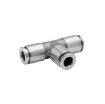 Picture of IPET10 - Tee Piece Tube - Metal Push-in Fitting - 10mm Tube To 10mm Tube with Tube Tee - Nickel Plated Brass
