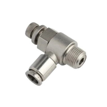 Picture of ISCT10-03 - Speed Controller Elbow with Handwheel - Flow Control Fitting - 10mm Tube To 3/8" Male Thread 