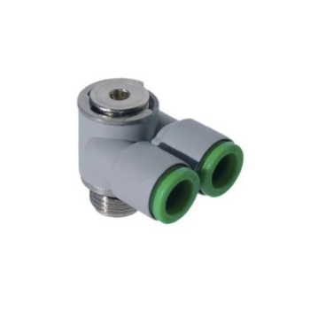 Picture of T15B0814 - Banjo Double - Push-in Fittings - 8mm Tube To 1/4" Male Thread - Polymer & Brass