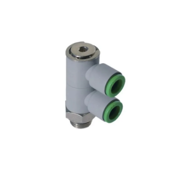 Picture of T330618 - Banjo Double - Swivel - Push-in Fittings - 6mm Tube To 1/8" Male Thread - Polymer