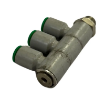 Picture of T340618 - Tripple Banjo Swivel - Tube To Male Thread - Technopolymer - 6Mm Tube To  1/8 