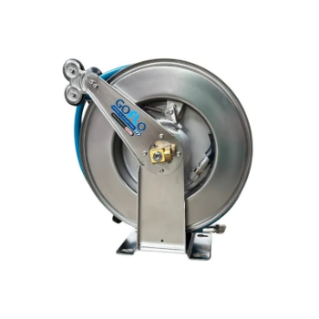 Picture of 8433.202-GF - Fixed Hosel Reel, Stainless Steel Aisi 304, S.430, For Hot Water, 100 Bar, With Hygienic Hose 15 M,